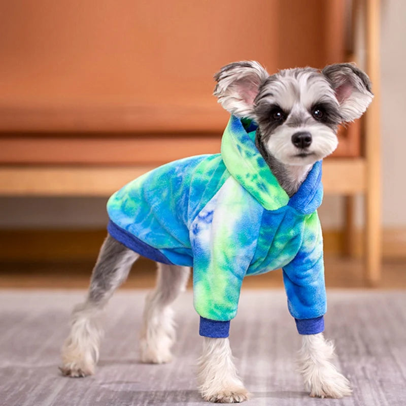 Tie Dye Dog Hoodie Sweater with Hat